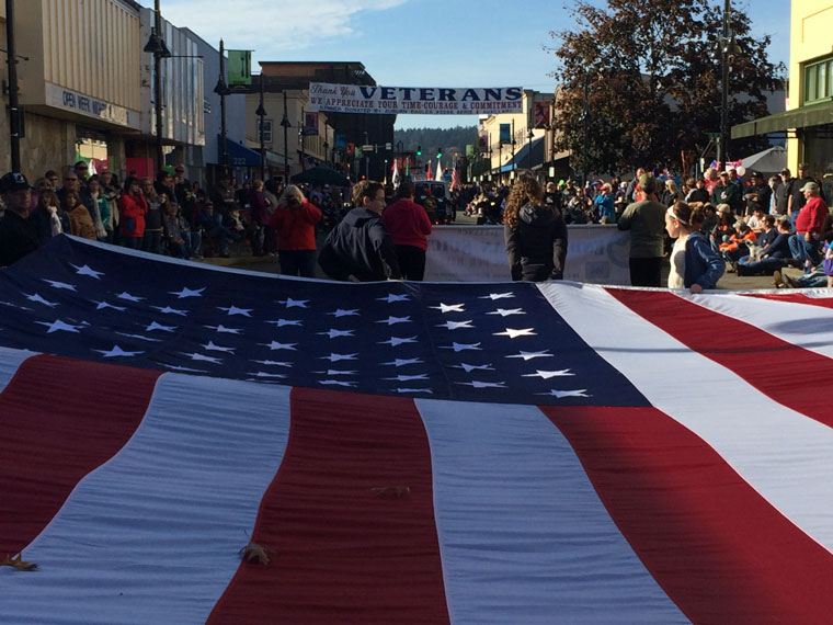 Flag in a Veterans Day parade